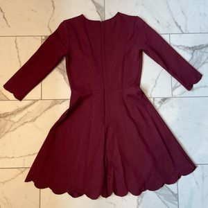 Lulus Cumulonimbus Clouds Burgundy Skater Dress
